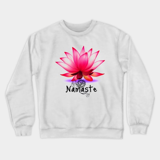 Lotus Flower Namaste Crewneck Sweatshirt by elnidodesignart